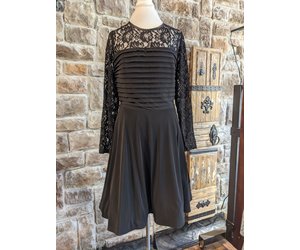 Black Lace Sleeve Crinoline Skirt Dress, Size 14W - Elements Unleashed Black Lace Sleeve Crinoline Skirt Dress, Size 14W - Elements Unleashed