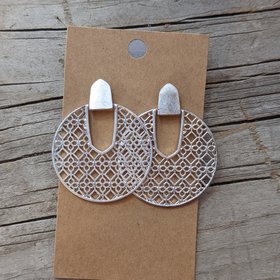 Silver Bales Circle Earrings