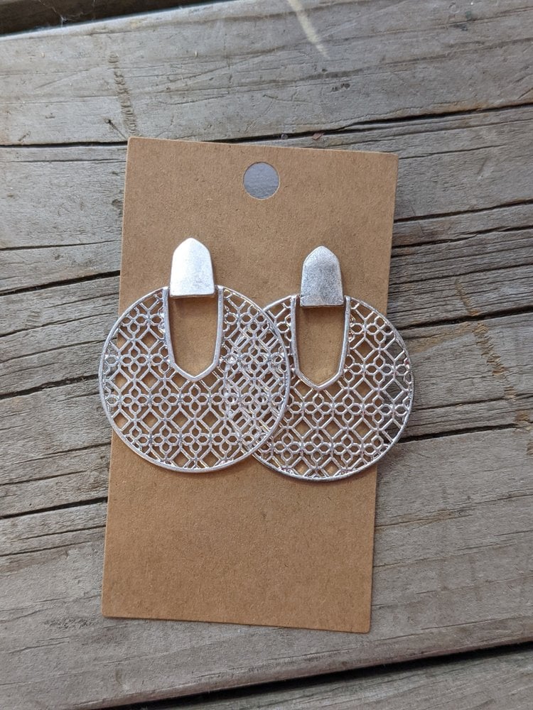 Silver Bales Circle Earrings