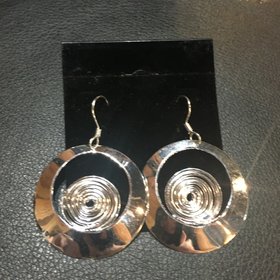 Silver Spiral Circle Earrings