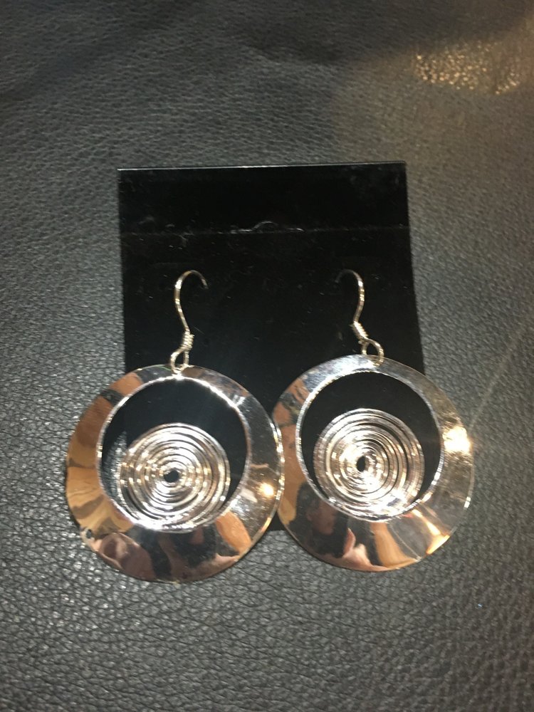 Silver Spiral Circle Earrings