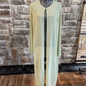 Green Embellished Mesh Evening Jacket, Size 18