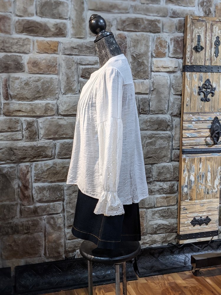 C+D+M White Gauzy Eyelet Blouse