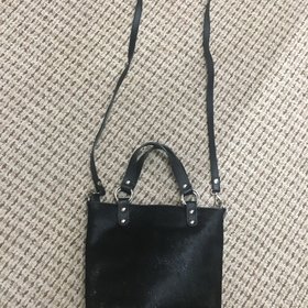 Maurizio Taiuti Black and Silver Cowhide and Leather Crossbody