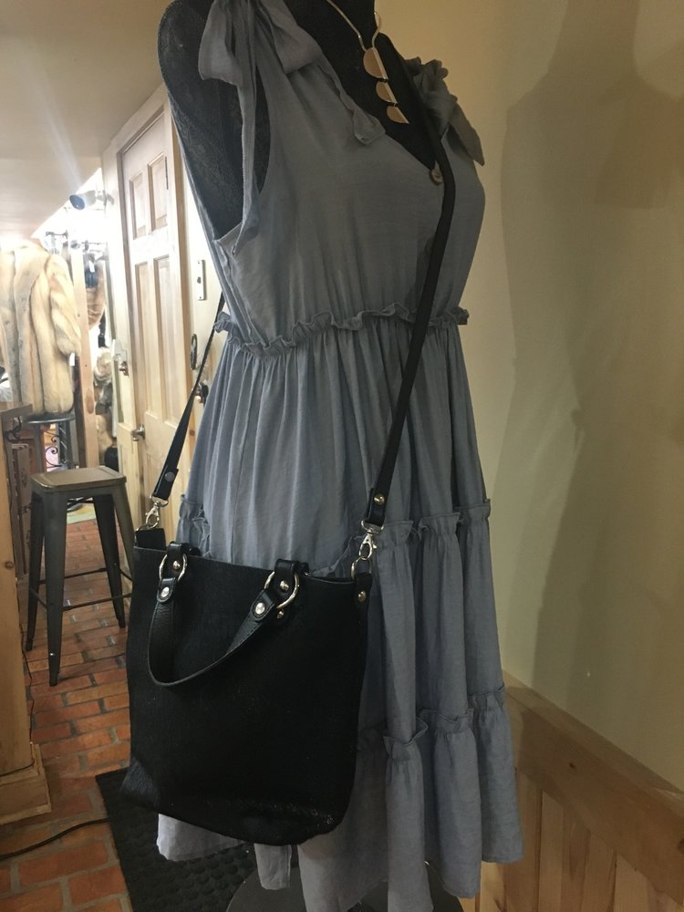 Maurizio Taiuti Black and Silver Cowhide and Leather Crossbody