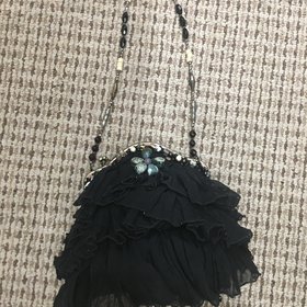 Mary Frances Vintage Black Ruffled Stone Mary Frances Bag