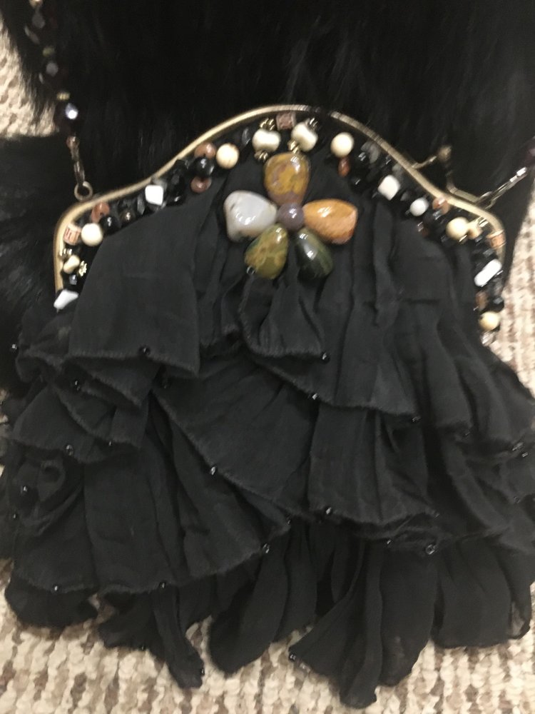 Mary Frances Vintage Black Ruffled Stone Mary Frances Bag