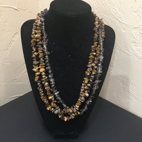Three Layer Stone Bead Necklace