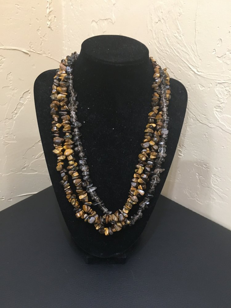 Three Layer Stone Bead Necklace