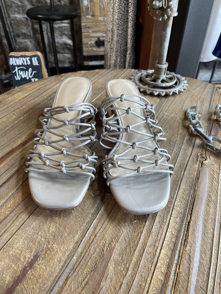 Nordstrom Taupe Knotted Leather Slide Sandal, Size 7.5