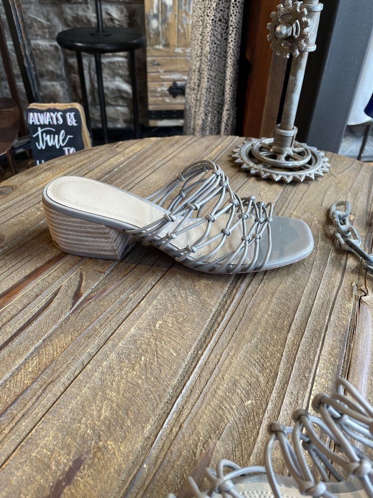 Nordstrom Taupe Knotted Leather Slide Sandal, Size 7.5