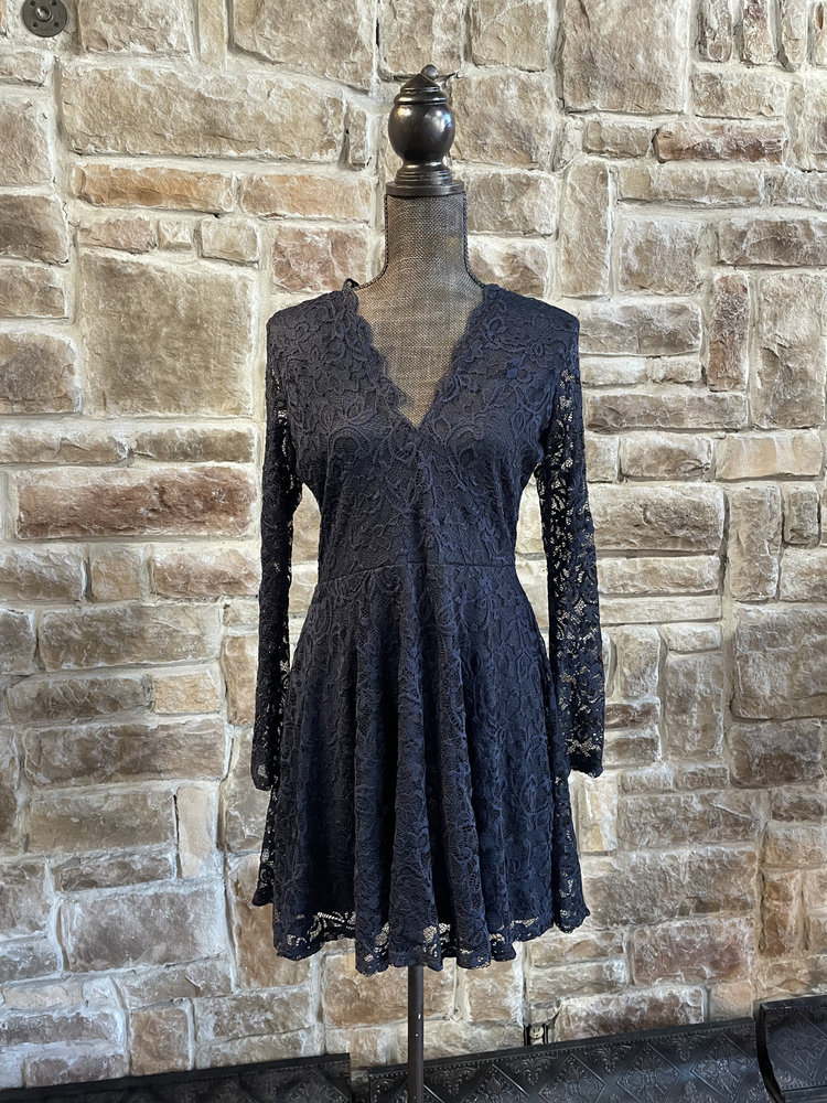 Fish Bowl Navy Lace Fit & Flare Dress, Size L