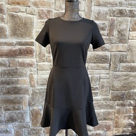 Aqua Black Textured Short-Sleeve Dress, Size L