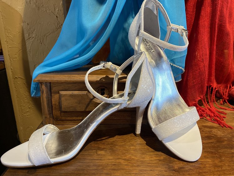 Michael Kors White Strappy Michael Kors Heels, Size 10