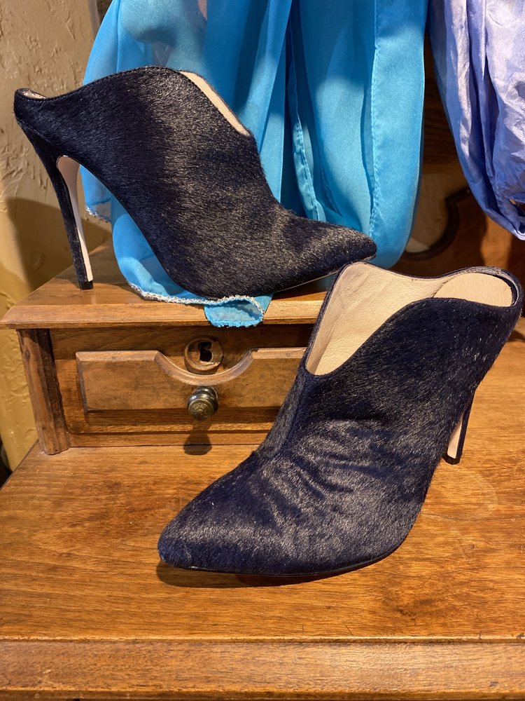 Renvy Navy Calf Hair Bootie, Size 8