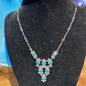 Sterling Silver with Blue Stones Necklace