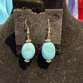Turquoise Sterling Silver Oval Earrings