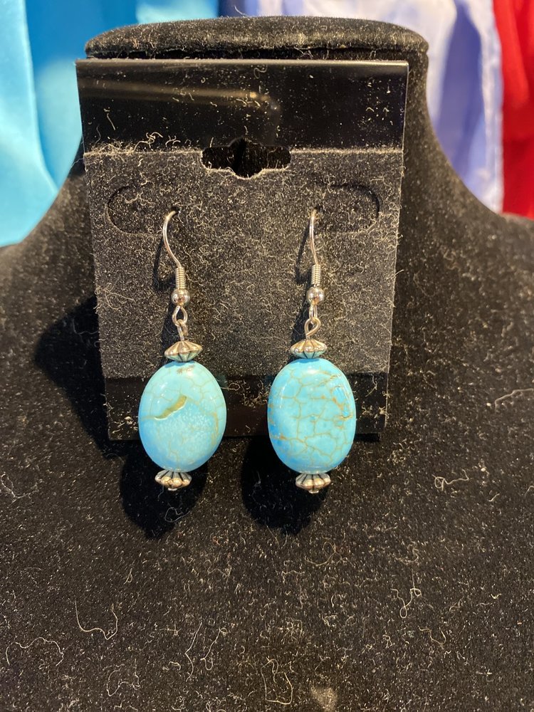 Turquoise Sterling Silver Oval Earrings
