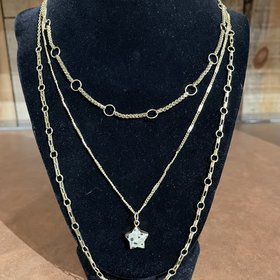Gold Granite Star Layered Necklace