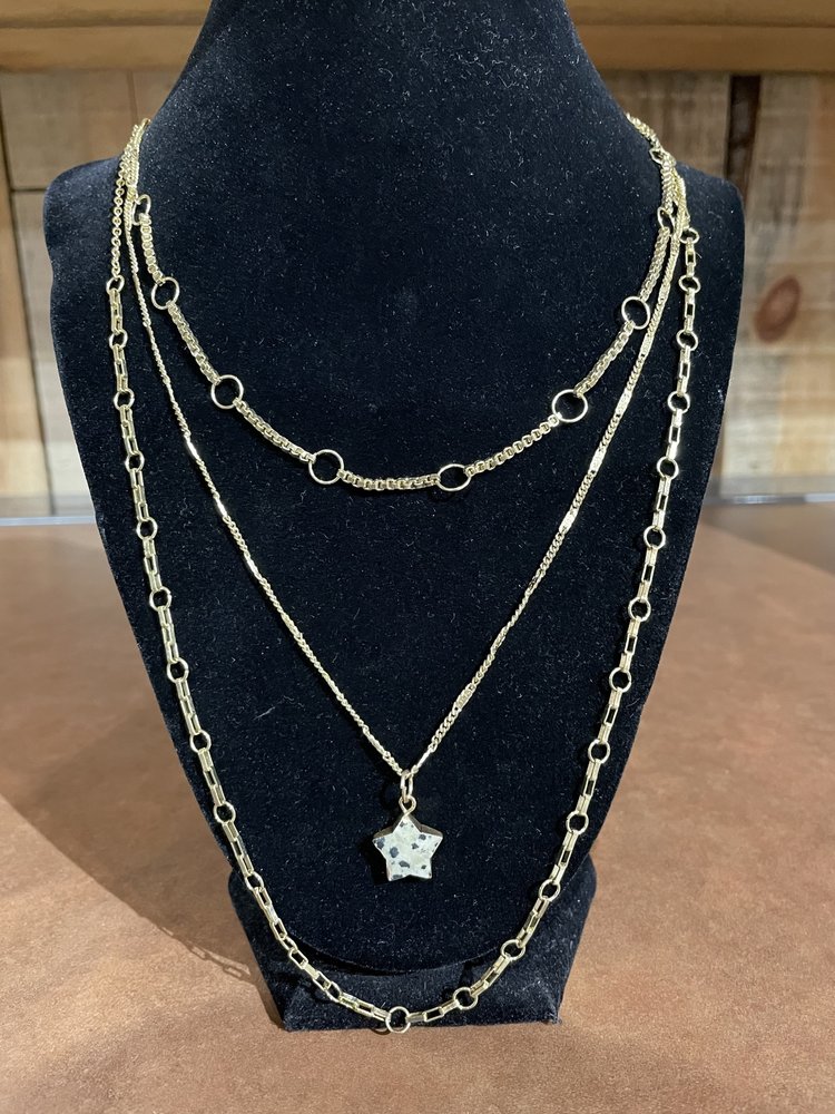 Gold Granite Star Layered Necklace