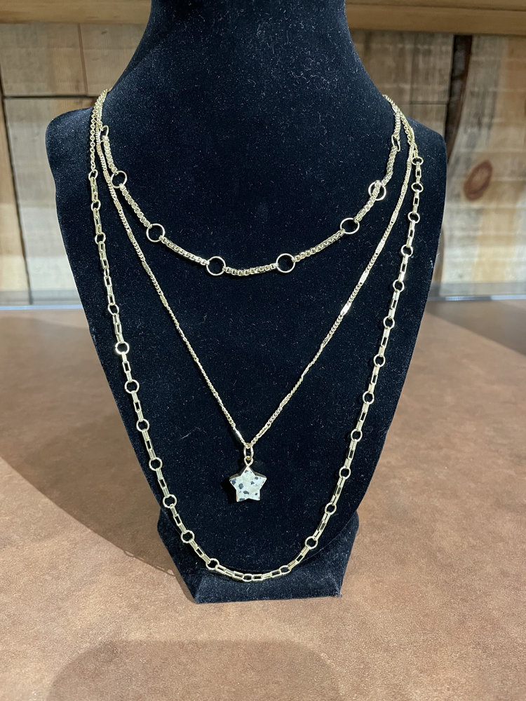 Gold Granite Star Layered Necklace