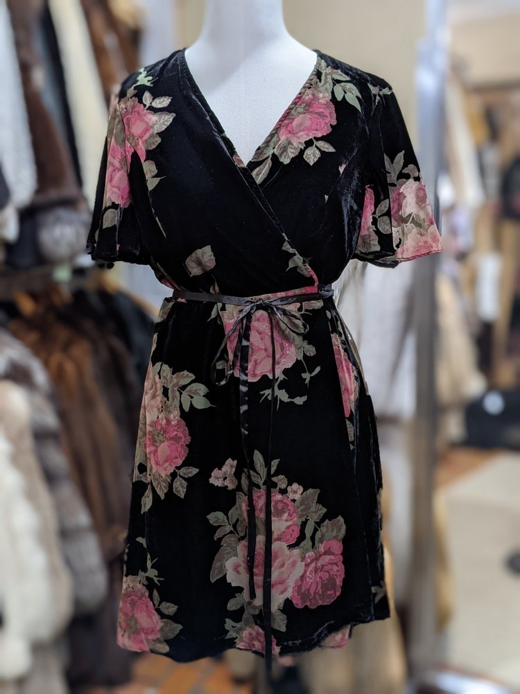 Aqua Black Burnout Velvet Dress