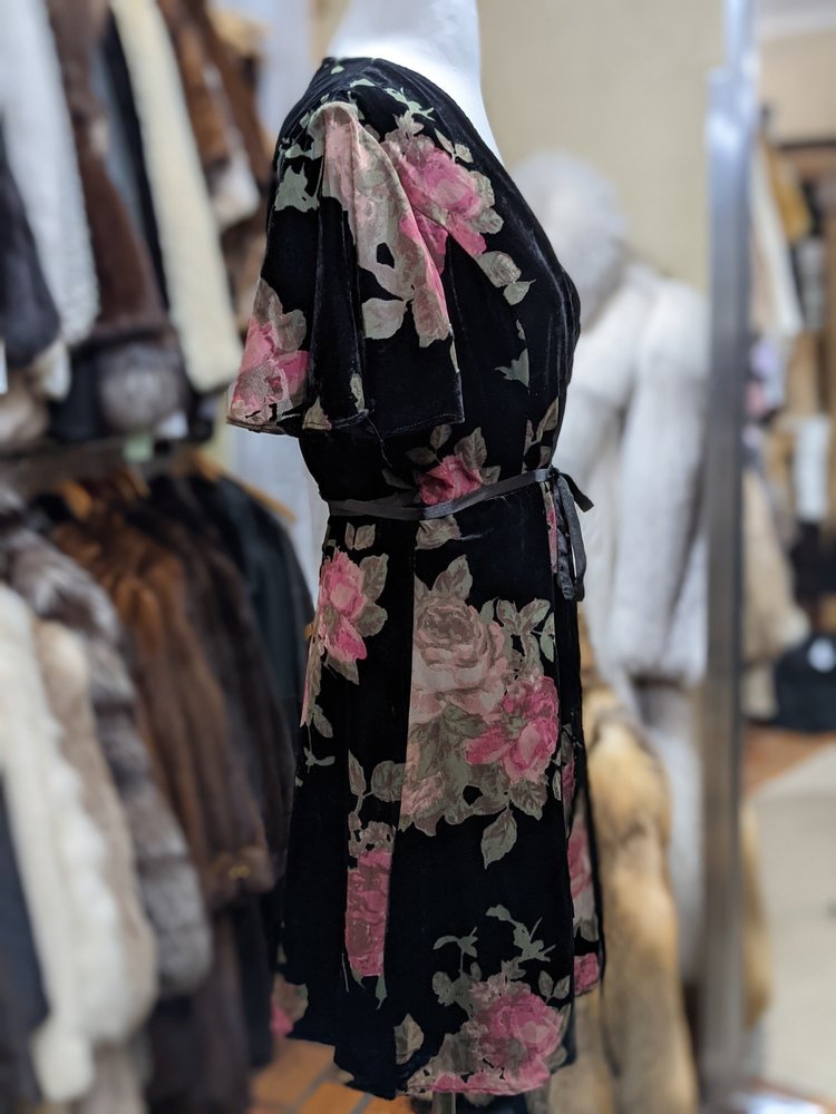 Aqua Black Burnout Velvet Dress