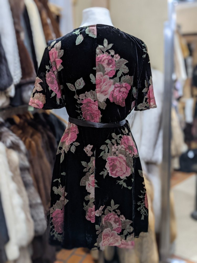 Aqua Black Burnout Velvet Dress