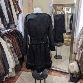 Black Feather Fringe Dress, Size 50 - Size XL/XXL