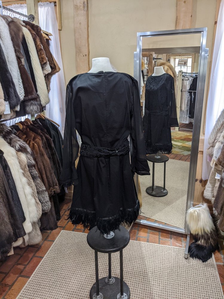 Black Feather Fringe Dress, Size 50 - Size XL/XXL