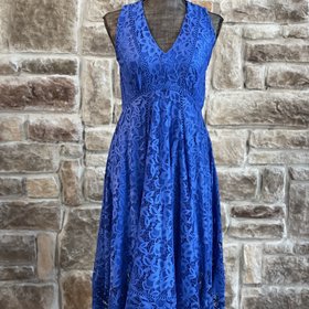 Royal Blue Lace Swing Dress, Size 6