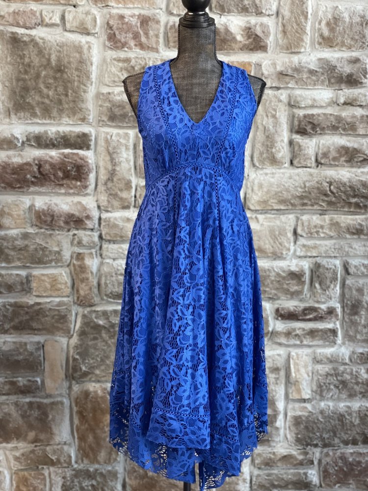 Royal Blue Lace Swing Dress, Size 6