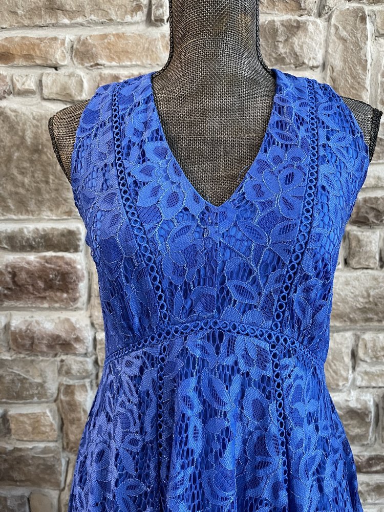 Royal Blue Lace Swing Dress, Size 6