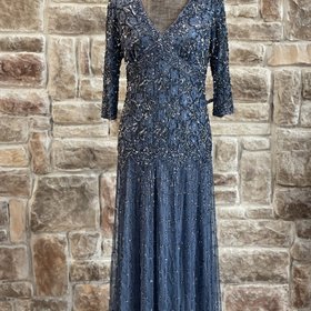 Navy Fully Embellished Gown, Size 6