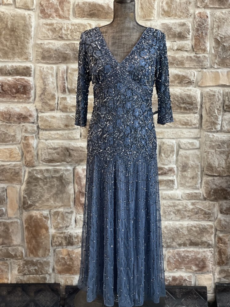 Navy Fully Embellished Gown, Size 6