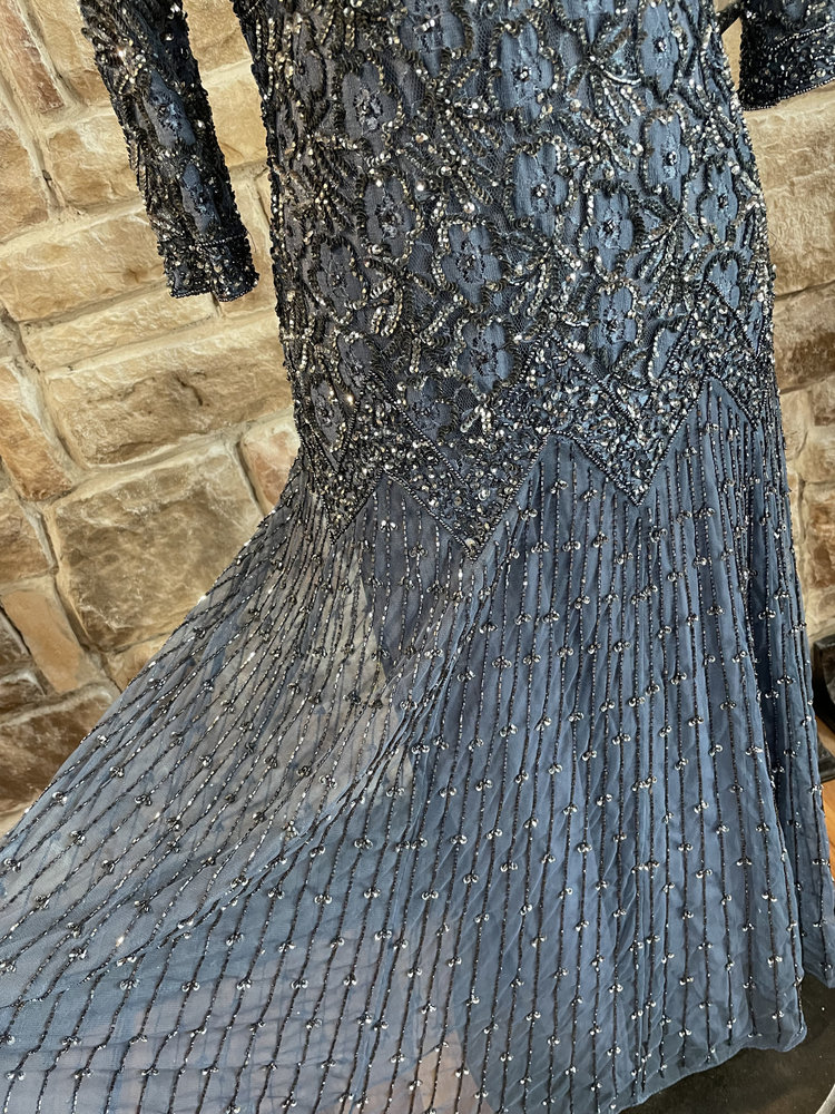 Navy Fully Embellished Gown, Size 6