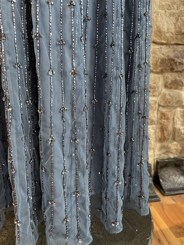 Navy Fully Embellished Gown, Size 6