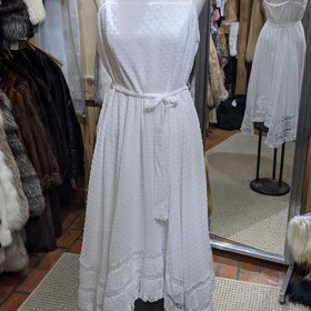 Aqua White Swiss Dot Midi Dress