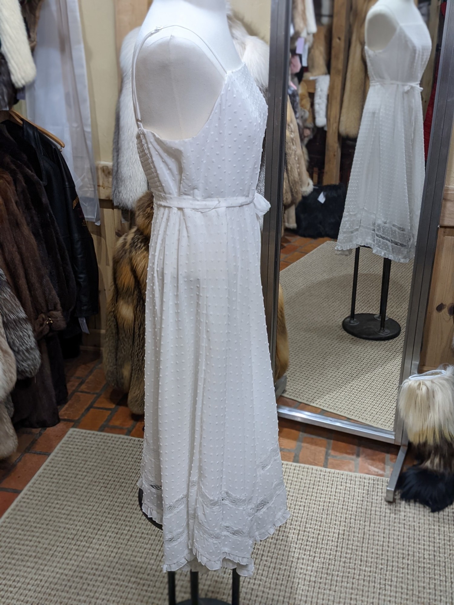 knee length dresses for ladies Swiss Dot Mesh Midi Dress main image 1
