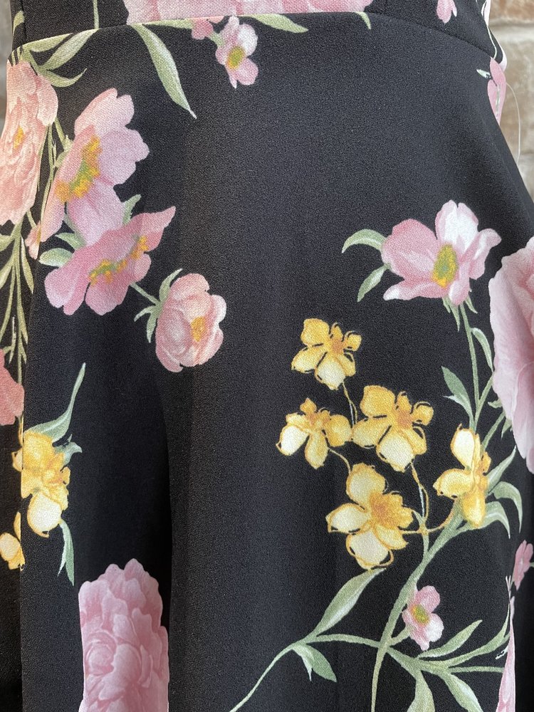 B Darlin Black Floral Dress with Tiered Skirt, Size 1/2