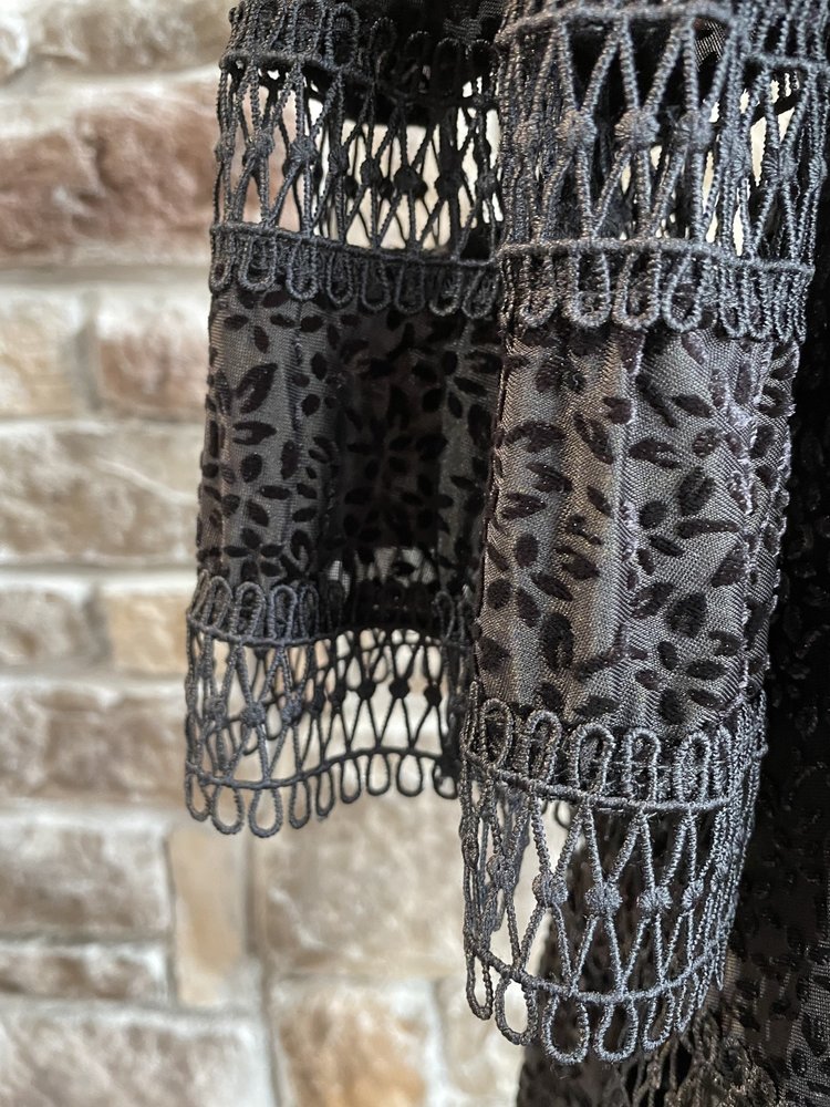 Aqua Black V-Neck Burnout Velvet Dress