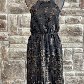 Sadie & Sage Black Metallic Burnout Velvet Dress