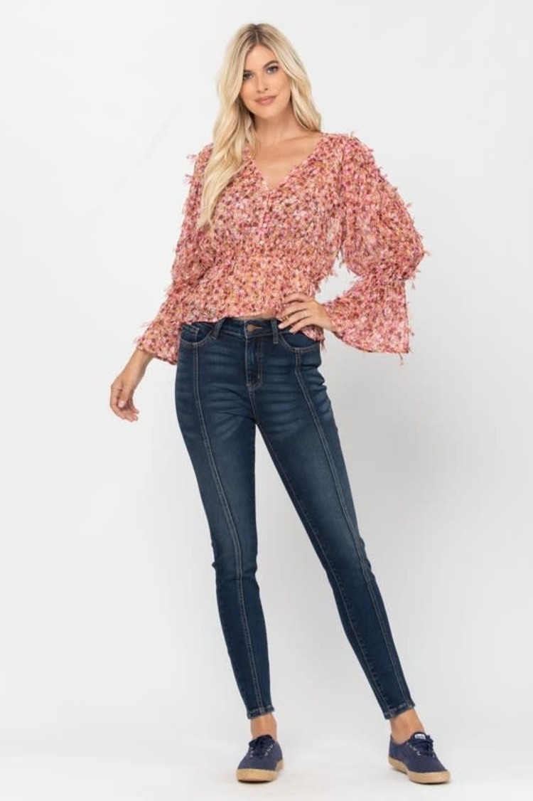 Judy Blue Dark Blue Denim Front Seam Skinny Jeans