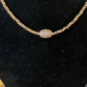 Rose Gold Pave Bead Short Necklace
