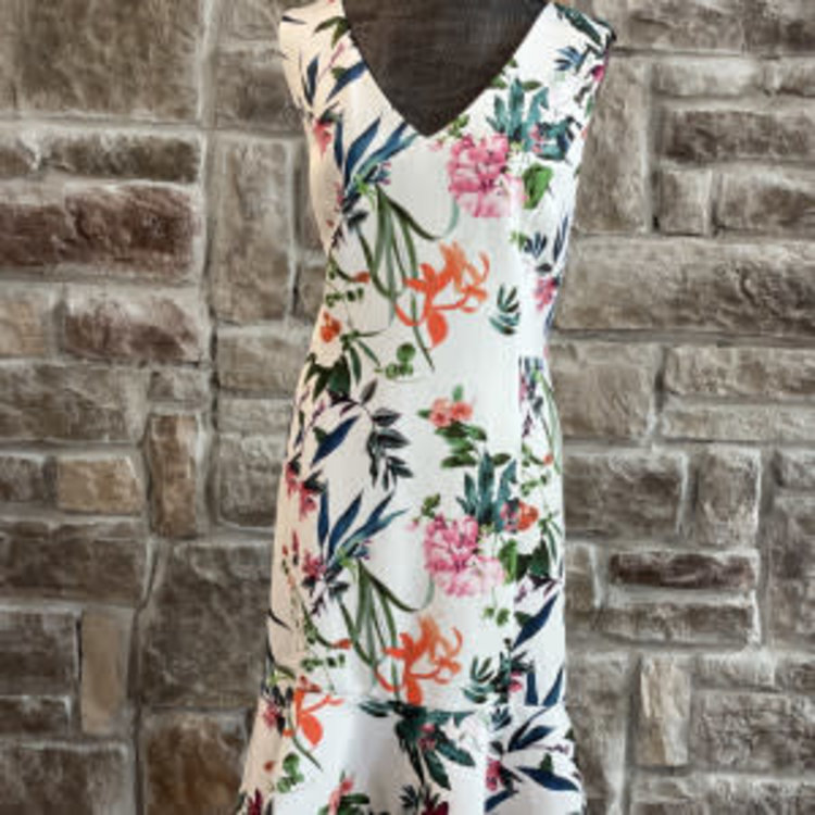 Ivory Floral Sundress with Flounce Hem