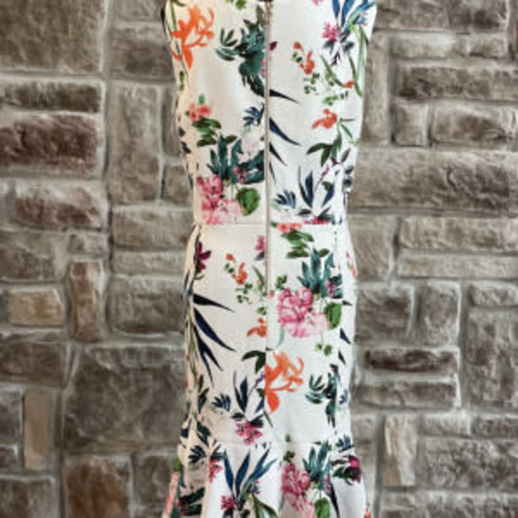 Ivory Floral Sundress with Flounce Hem