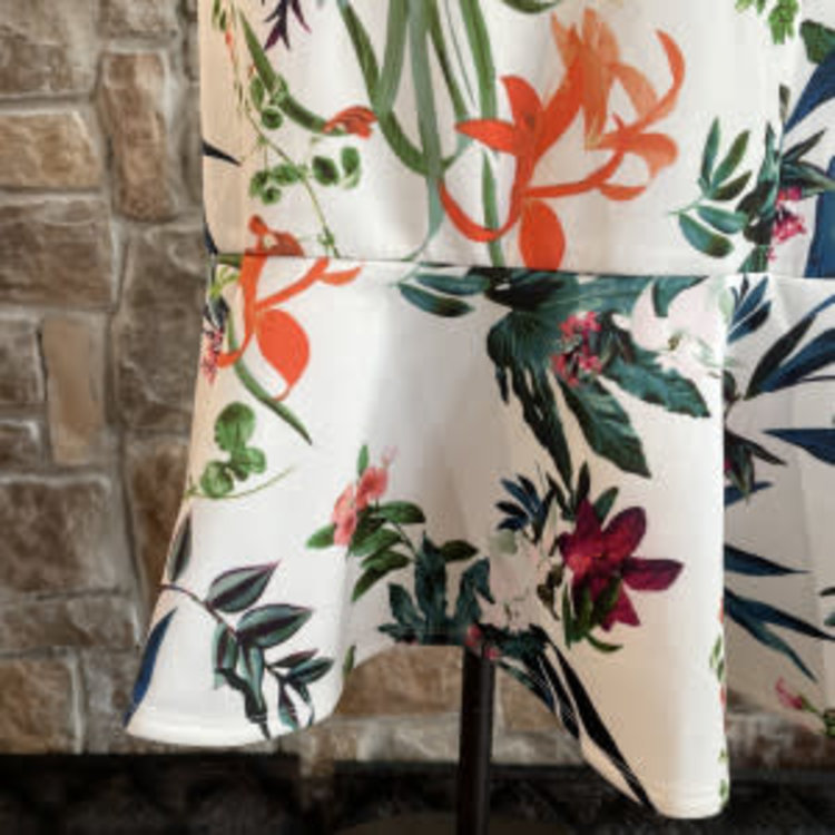 Ivory Floral Sundress with Flounce Hem