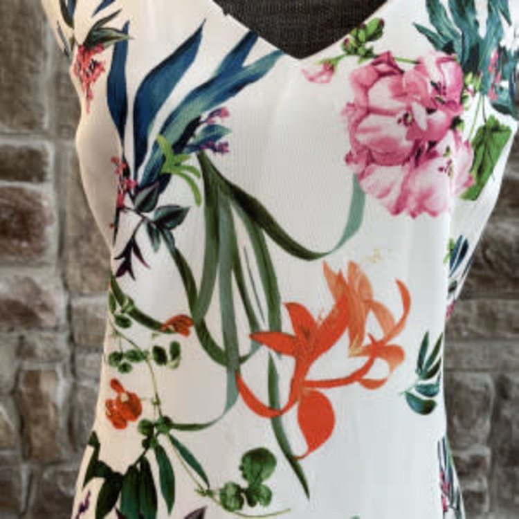 Ivory Floral Sundress with Flounce Hem