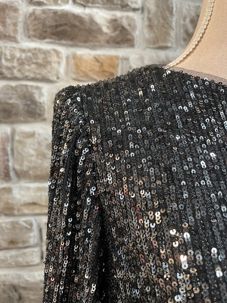 Xscape Gray Sequin Long SLeeve Dress, Size 14