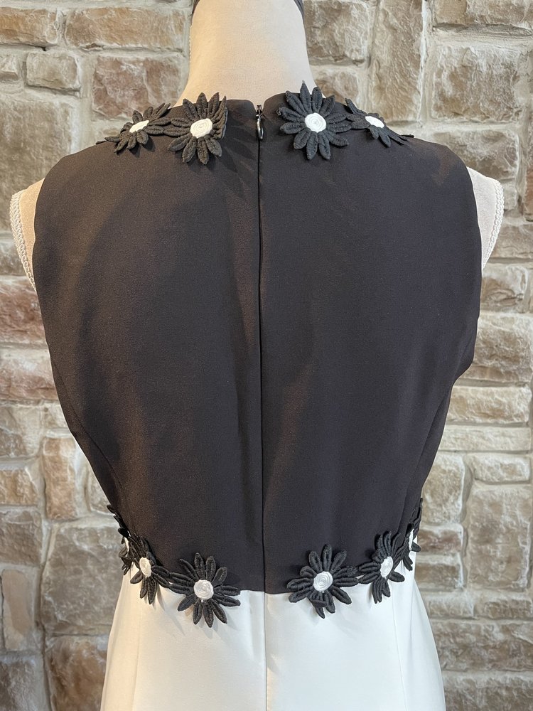 Taylor Black and White Dress with Daisies, Size 10